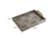 Decorative Tray, Faux Leather Texture Finish, Gold Handles, Gray 19 Inch