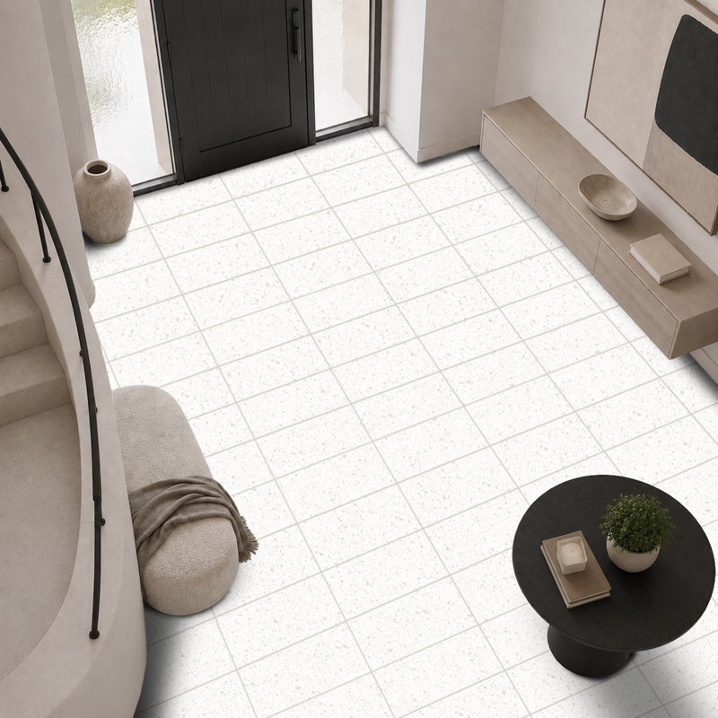 Birthplace 12" x 24" Porcelain Terrazzo Look Wall & Floor Tile, Frost