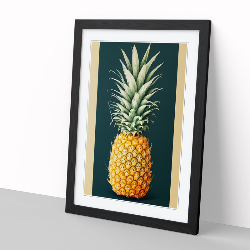 Lone Pineapple - Single Picture Frame Print, 64cm H x 46cm W x 2cm D, Oak