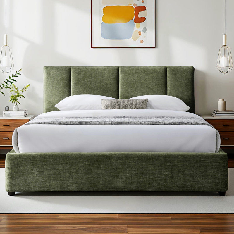 Condit Upholstered Platform Bed, Queen, Moss Green