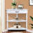 Compact Milk White Corner Table, 33.8'', With Solid Wood Legs 33.8'' Legs, Maximizes Small Space Utilization
