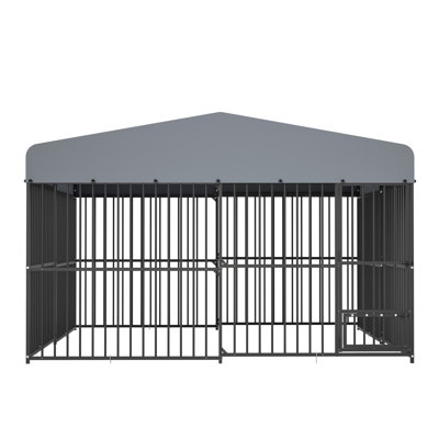 Grand chenil d'extérieur pour chien 10 po x 10 pi avec couvercle imperméable et enclos pour chien robuste