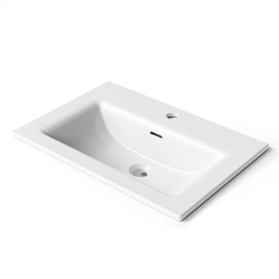 ClarityPure 24 in. Square Drop-In Bathroom Sink in White Ceramic with Overflow and Smart-Clean Glaze