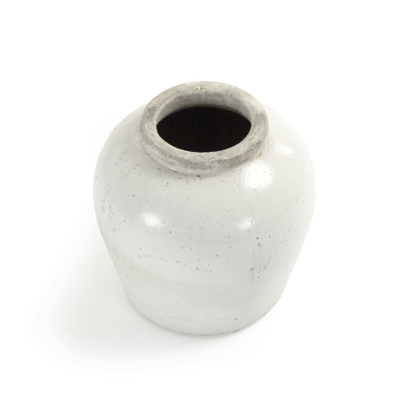 Vase de table en céramique blanche, H 12 po x l 12 po x P 12 po