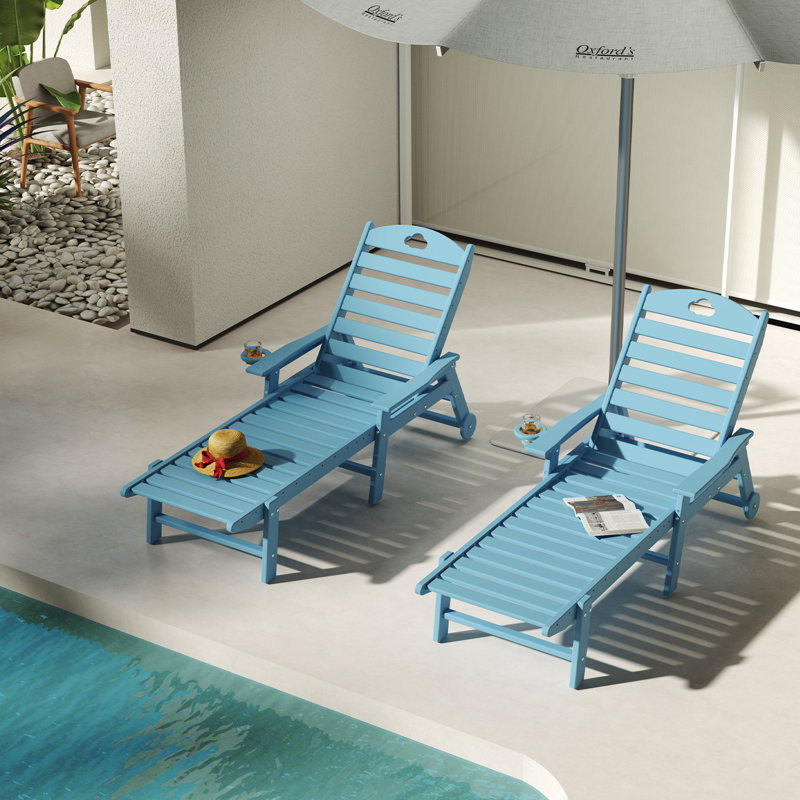 HDPE Patio Lounge chair(6Piece), Blue