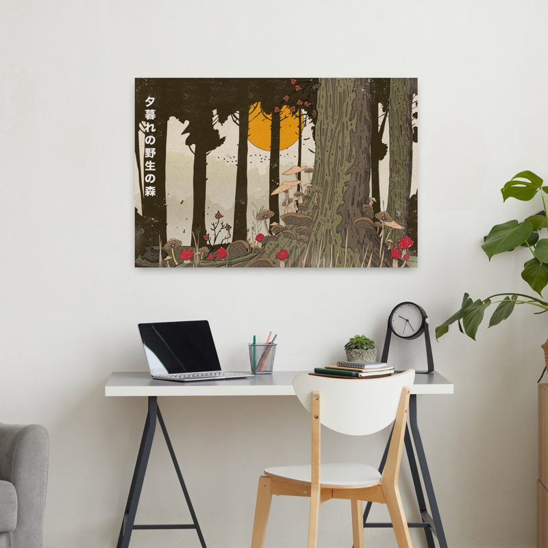 Art contemporain contemporain forêt éthérée organique d'automne, H 24 po x l 36 po