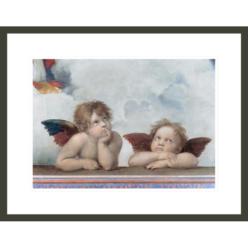 Putti de la Madone Sixtine par Raphael, H 17,1 po x l 21,75 po