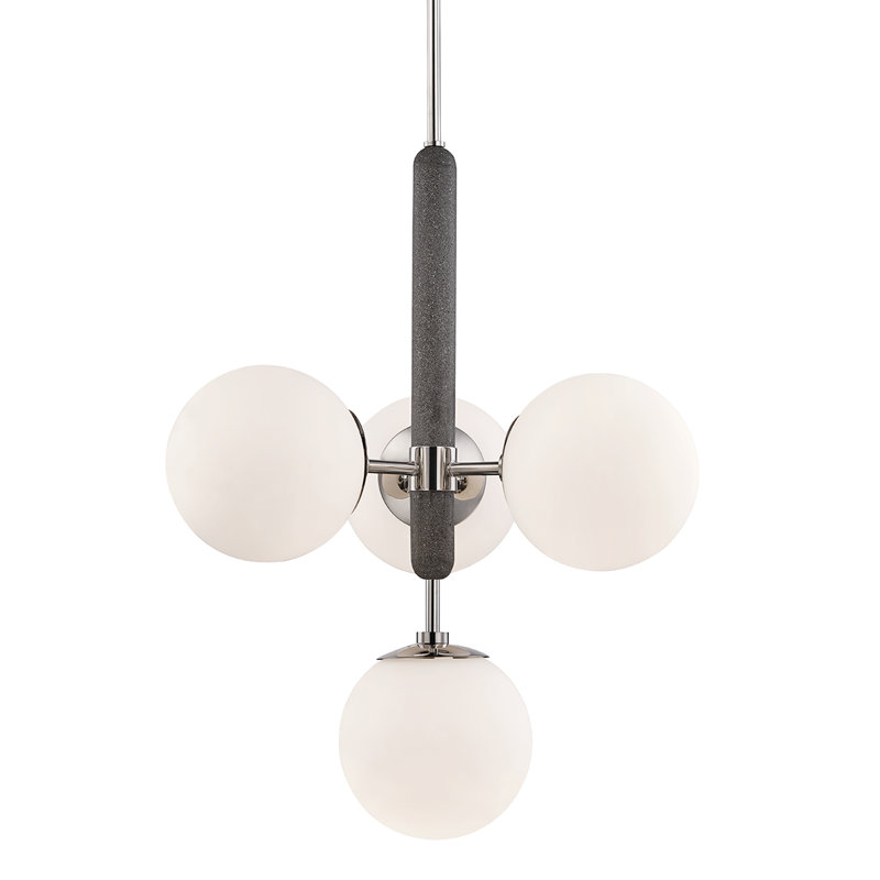 Harley 4-Light Chandelier, Nickel poli