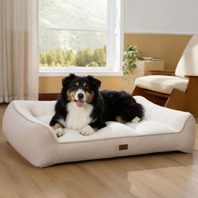 Lit orthopédique confortable pour chiens de taille moyenne, canapé-lit lavable imperméable très épais avec housse en sherpa, base antidérapante