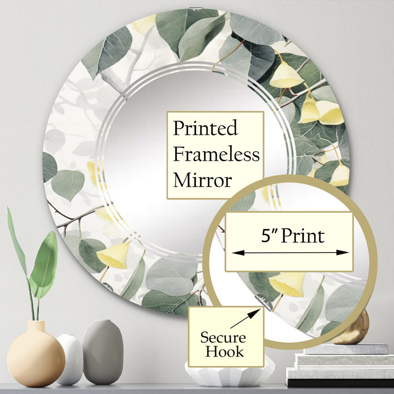 Anacapo - Floral Wall Mirror Round, 24 po x 24 po