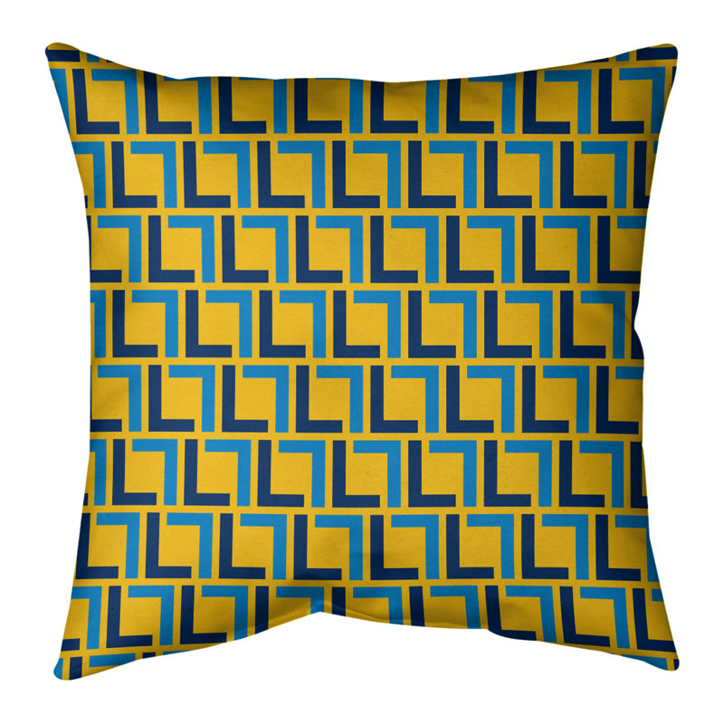 Housse et insert de coussin de luxe Los Angeles Flash Football Square, Bleu marine / bleu pastel / or, 14 po x 14 po