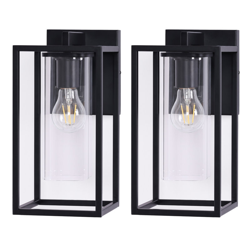 Tiernan Outdoor Wall Lantern, 12.15" H x 5.75" W x 8.05" D, Black