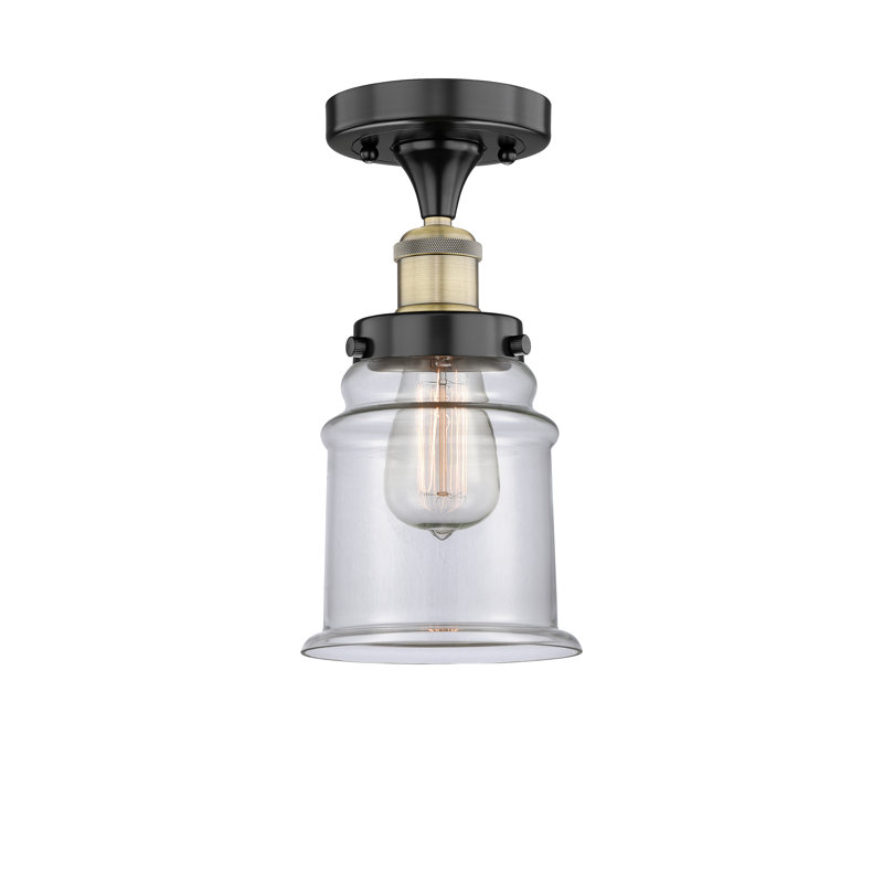 Alvi Glass Semi Flush Mount, Clear, Black Antique Brass
