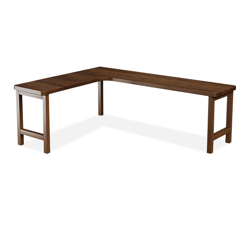 Bureau en bois de noyer clair en forme de L, Retour à gauche, H 29,53 po x l 86,61 po x P 55,12 po
