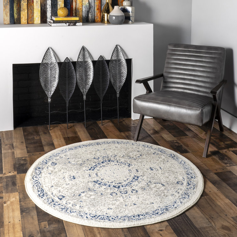 Kristine Power Loom Performance Oriental Blue Rug