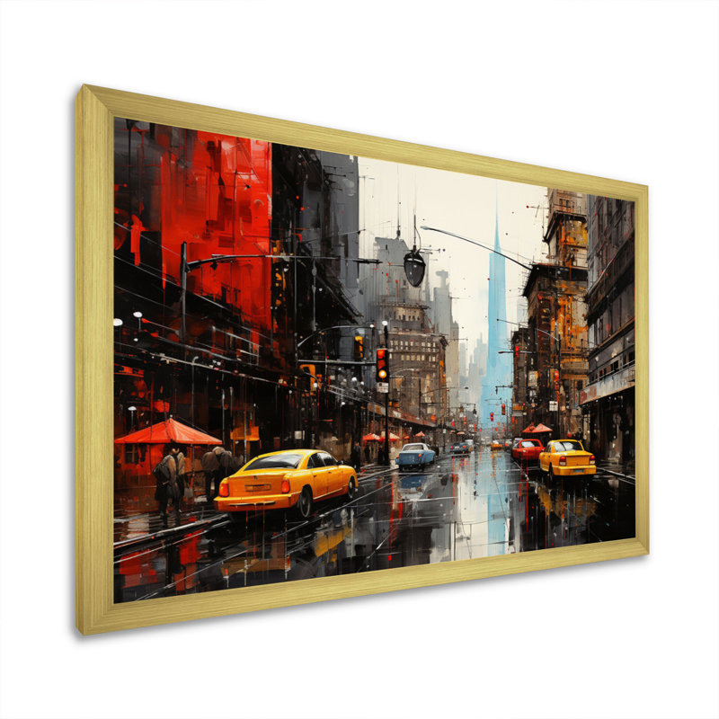 Cityscape Collage VII sur toile, Cadre doré à une seule photo, H 16 po x l 32 po x P 1 po