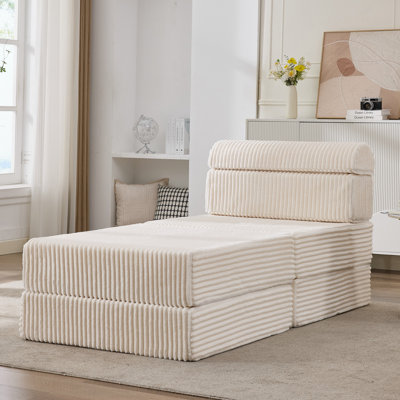35.4" Compression Armless Chair Single Seat With Ottoman, No Assembly Required