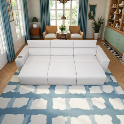 Canapé électrique inclinable à 3 places avec recharge intégrée, sans fil et poche latérale. Profondeur télécommandée, double commande pour sièges individuels, appuis-tête réglables. Gris, une soirée cinéma relaxante à