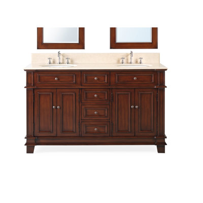 60'' Double Bathroom Vanity with Marble Top