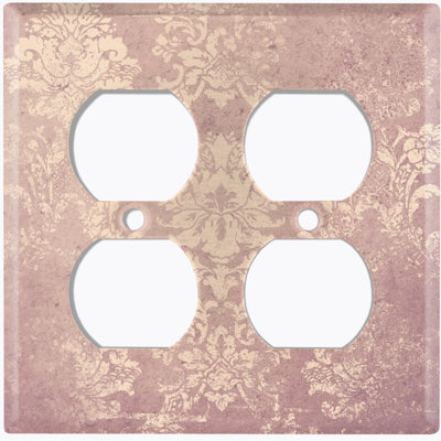 Metal Light Switch Plate Outlet Cover (Wallpaper Light Brown Flower Leaves    - Single Toggle)