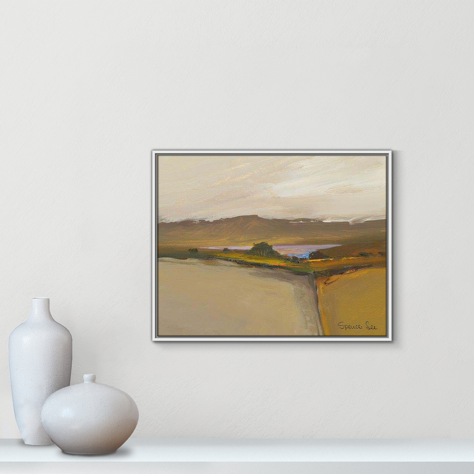 Heaven And Earth IV by Spencer Lee, White Framed, 23.5'' H x 29.5'' W x 2'' D