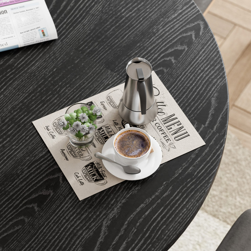 Table de salle à manger à piédestal, H 29,9 po x L 41,7 po x l 41,7 po, Noir, noir, noir, noir