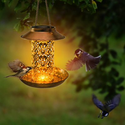 Lampe suspendue mangeoire solaire en métal