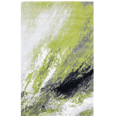 Tapis abstrait gris / vert Rizer