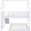 Lit superposé simple au-dessus d'un lit double avec glissière, blanc, garde-corps double, glissade de construction résiliente, construction stable, utilisation à long terme, garde-corps-1868070741-1868070740