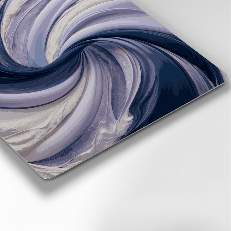 Paysage abstrait, art mural bleu en métal 67, H 12 po x l 12 po