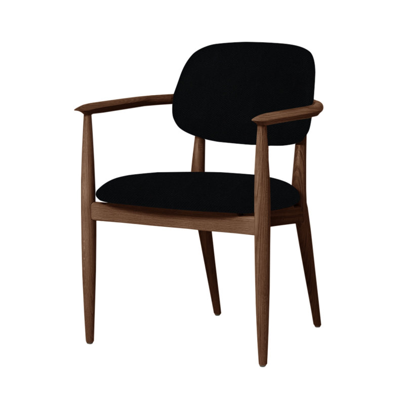 Slow Arm Chair, Natural Walnut, Bellagio 2 Black 7925