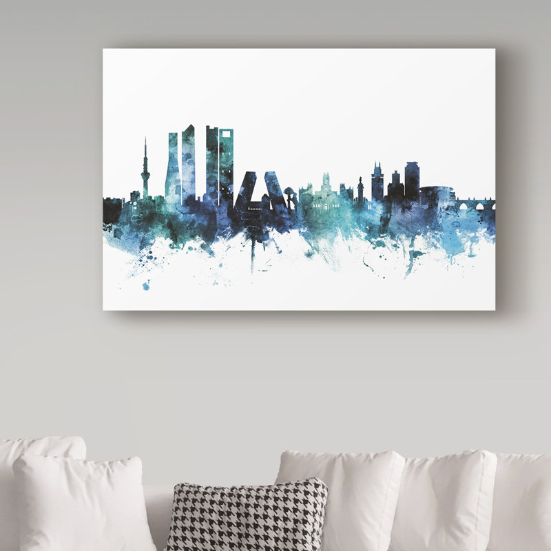 « madrid espagne blue à ciel ciel », reproduction d’impression sur toile tendue, H 12 po x l 19 po x P 2 po