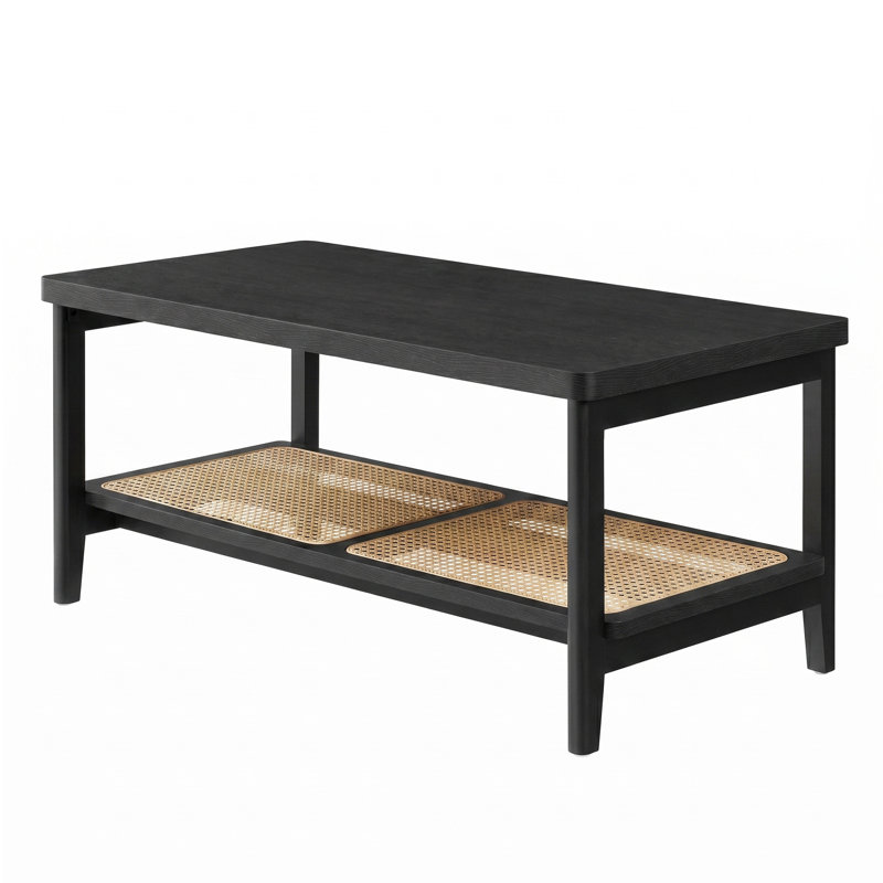Table basse avec tablette de rangement Alaura, Noir, H 18,1 po x l 39,4 po x P 21,7 po