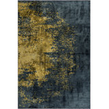 Abstract Flatweave Charcoal/Yellow Area Rug