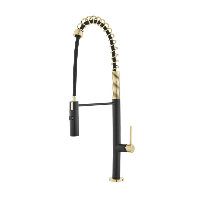 Chalet Single Handle, Pull-Down Kitchen Faucet, Brushed Gold/Black