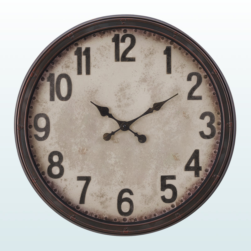 Seren Transitional Round Wall Clock In Brown, 19.76'' W X 19.76'' H X 1.79'' D
