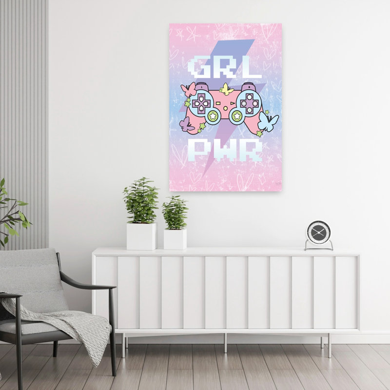 Girl Power, art contemporain avec papillon, H 36 po x l 24 po