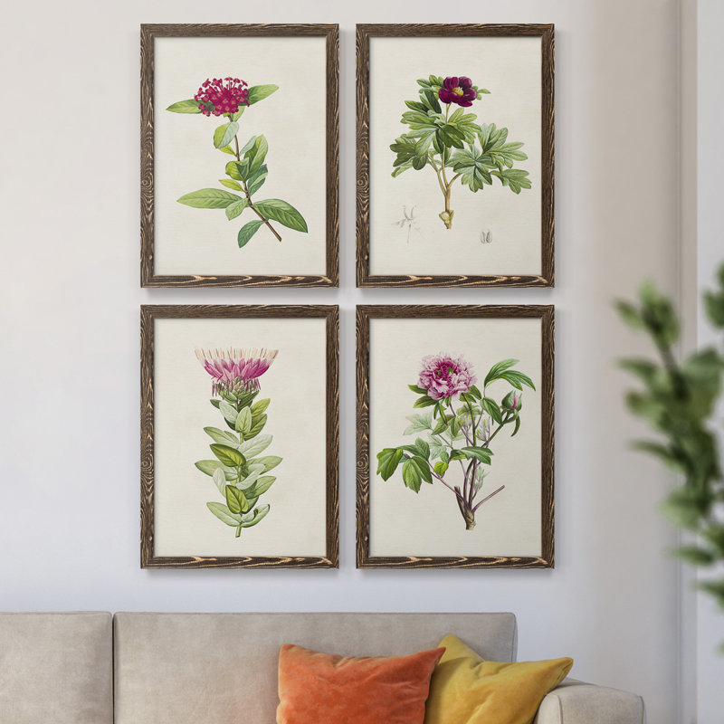 «Pretty Pink Botanicals II», toile encadrée de qualité supérieure - prête à être accrochée, H 24 po x l 72 po x P 1,5 po