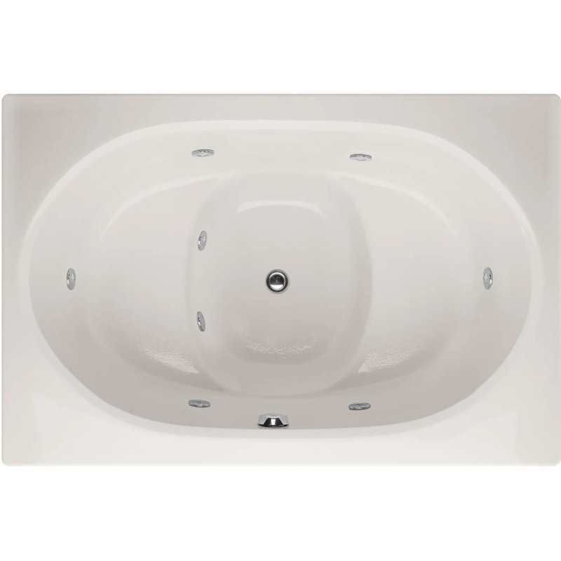 Fuji 60'' x 40'' Whirlpool Acrylic Bathtub, Biscuit, Polished Chrome