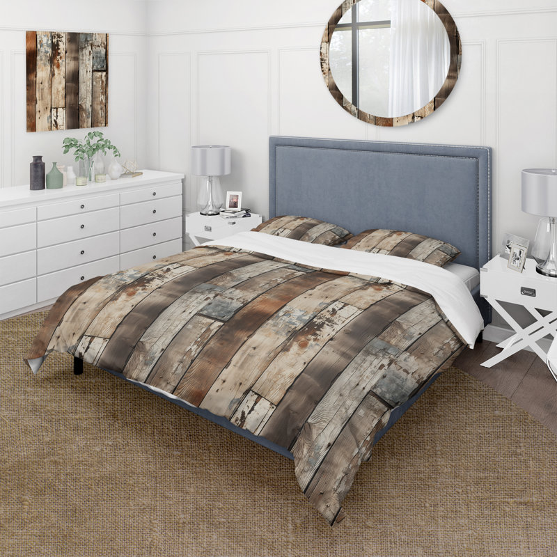 Ensemble de housse de couette Rustic Farmhouse, Housse de couette simple + 1 taie décorative stan