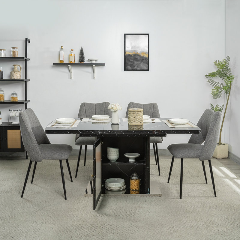 Table de salle à manger moderne 47,24 "-63", Noir
