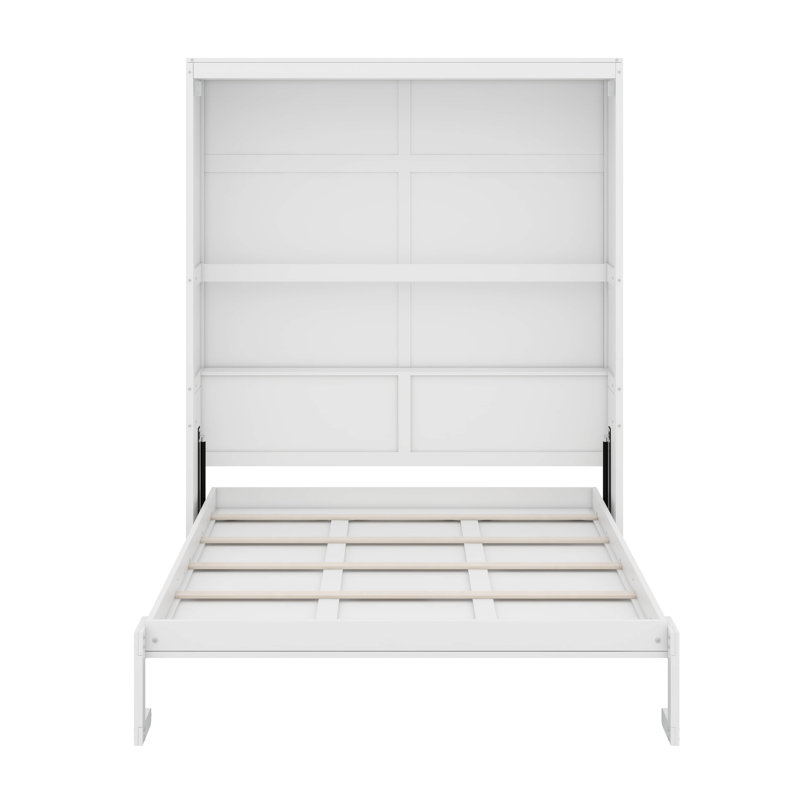Lit escamotable avec tablettes Murphy, Blanc, Grand lit