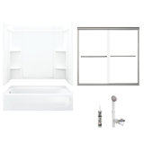 60" W x 73" H Frameless Rectangle Sliding Tub & Shower Kit with Towel Bar and Base Included