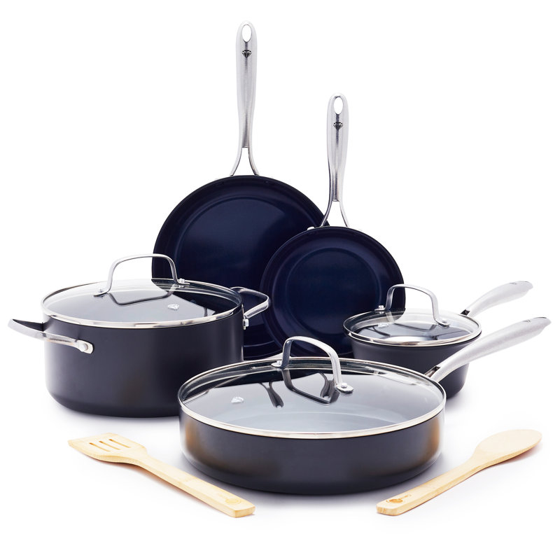 Batterie de cuisine antiadhésive anodisée dure Blue Diamond 10 pièces