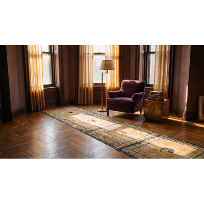 Tapis jaune antique en laine Ningxia