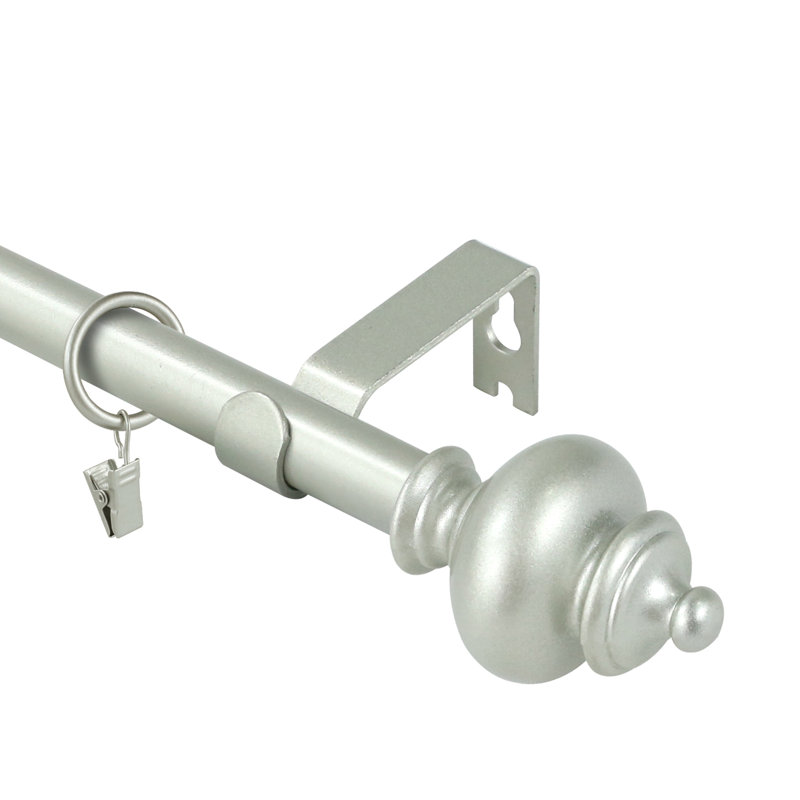 Tringle à rideaux simple réglable avec urne ronde Lipson, 28 po-48 po, Étain