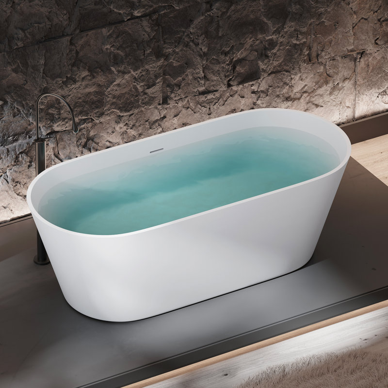 Baignoire de trempage autoportante à surface solide de 71 pouces KAKUSIGA pour salle de bain