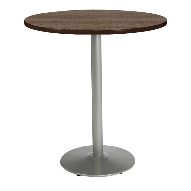 Mode Round Breakroom Dining Table, Studio Teak, Silver, 41" H x 48" L x 48" W