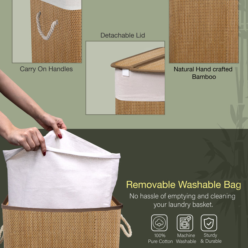 Navarrete Bamboo Laundry Hamper with Handles