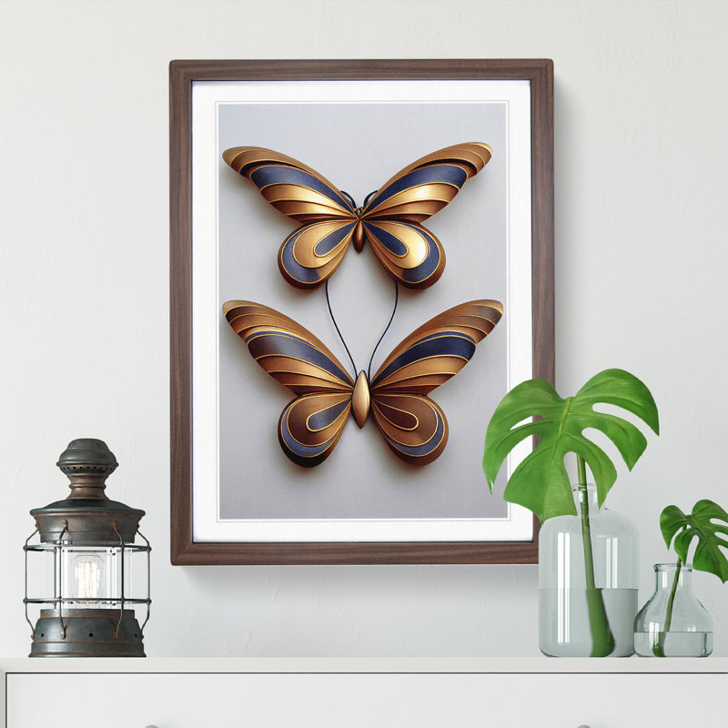 Sweet Butterflies - Single Picture Frame Print, Walnut Framed, 64cm H x 46cm W x 2cm D